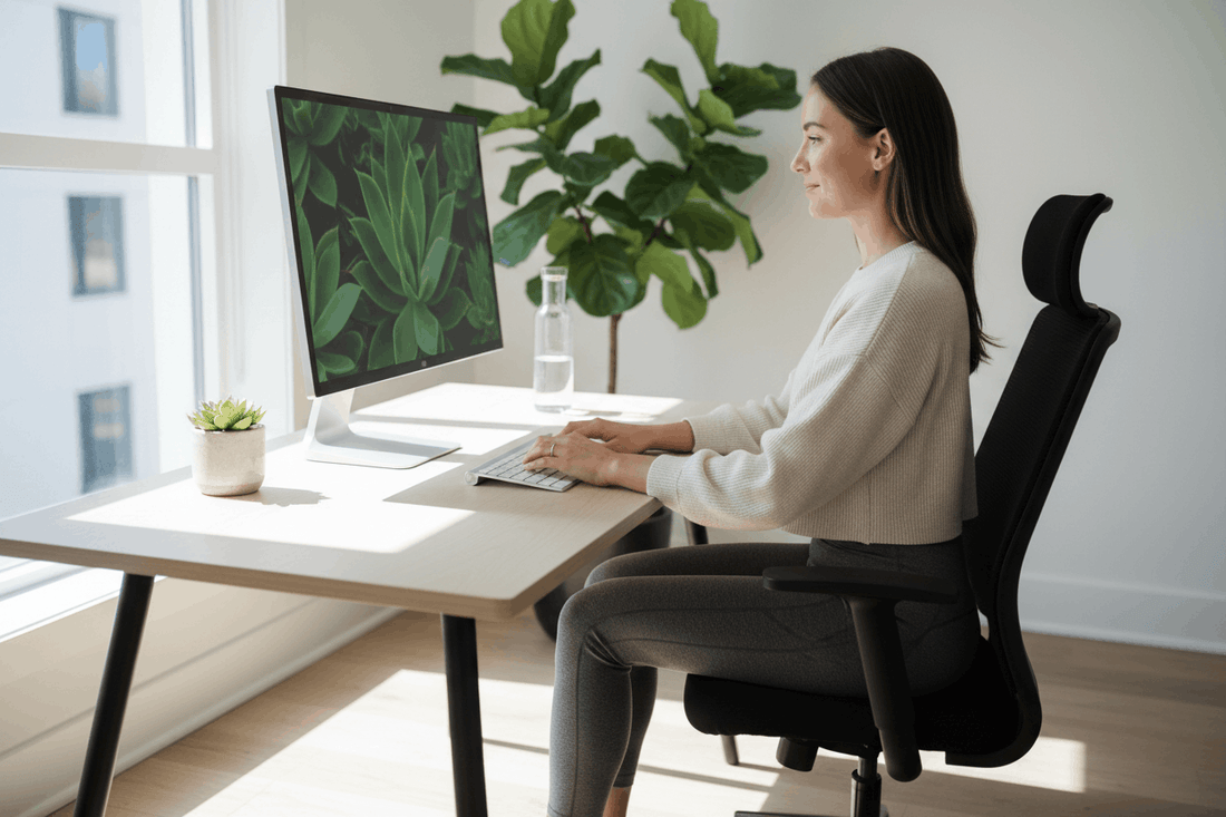 Person at office desk with perfect posture