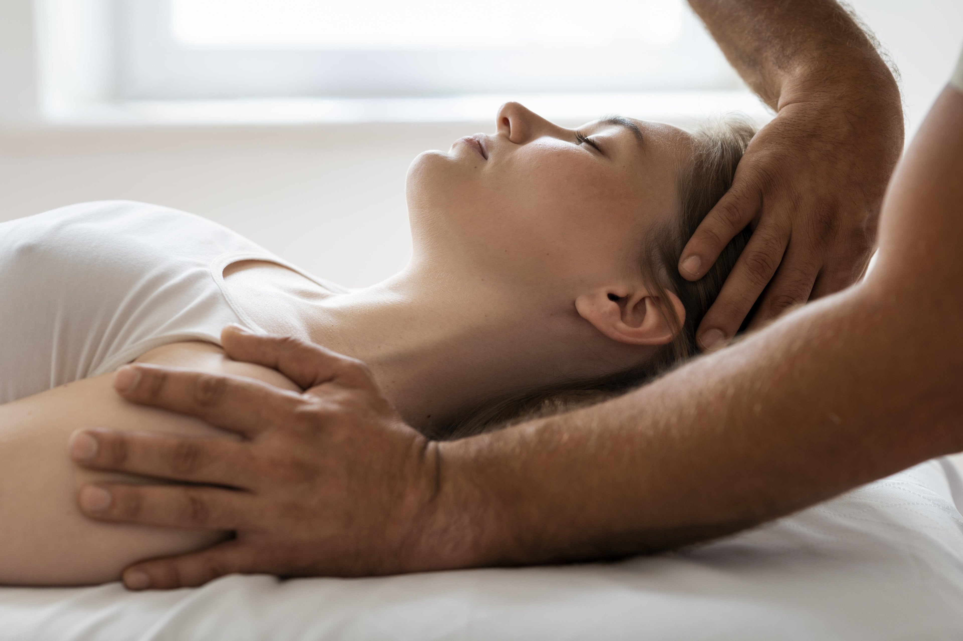 Osteopathy patoient getting treatment massage