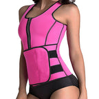 Pink waist trainer with black accents on a white background