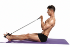 Man exercising with a high-quality pedal on a white background