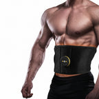 Person wearing a black waist trainer on a white background