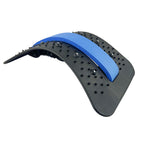 Back support device with blue cushion on a white background