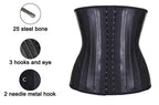 Black waist trainer with features highlighted on a white background