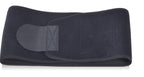 Black waist support belt with a gray patch on a white background