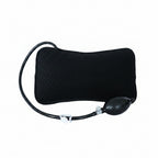 Black inflatable pressurized airbag with pump on a white background