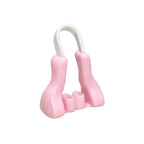 Pink earbud with white hook on a white background