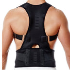 Black posture corrector worn by a person on a white background