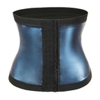 Blue waist trainer with black straps on a white background