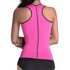 Pink waist trainer with black trim on a white background