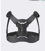 Black chest harness on a light gray background
