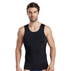 Man wearing a black tank top on a white background