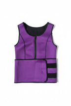 Purple and black vest on a wooden floor