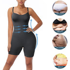 Black shapewear with insets showing its benefits on various body parts.