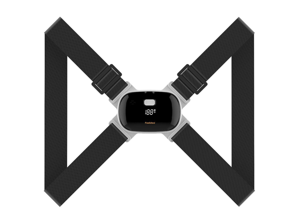Black and silver waist trimmer with digital display on a white background