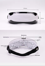 Measurement chart of a white headband with black accents on a light gray background.