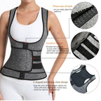 Gray waist trainer with features highlighted on a white background