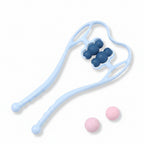 Illustration of a white device with blue and pink components on a blue background