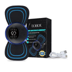 EMS Microcurrent Stature Enhancer Pad with packaging, USB cable, and digital display on a white background